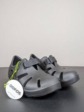 Oofos OOcandoo Recovery Sandals Lightweight Slide Water Shoes Black Womens 6 New